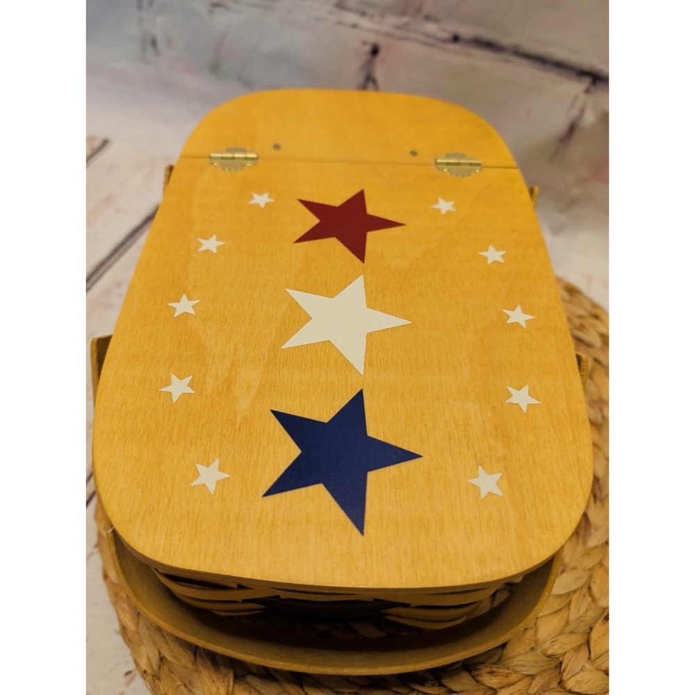 Vintage 2004 PETERBORO 50th Anniversary Red White Blue Stars 12" Basket w/ Liner - Picture 2 of 8